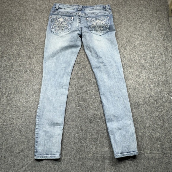Paisley Sky Jeans Women's Size 4 Acid Wash Mid Rise Skinny Leg Denim Embellished - Picture 3 of 11